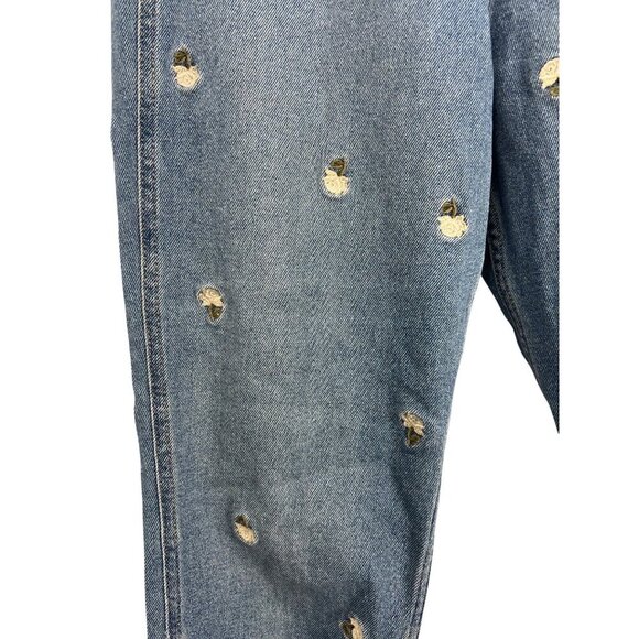 Hollister Ultra High Rise Mom Jeans 3 26 X 27Embroidery Flower Denim Zip EUC - Picture 4 of 9